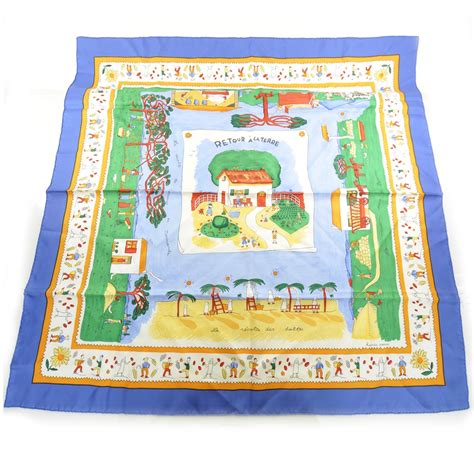 hermes retour a la terre|Hermes Silk Scarf Retour a la Terre for sale.